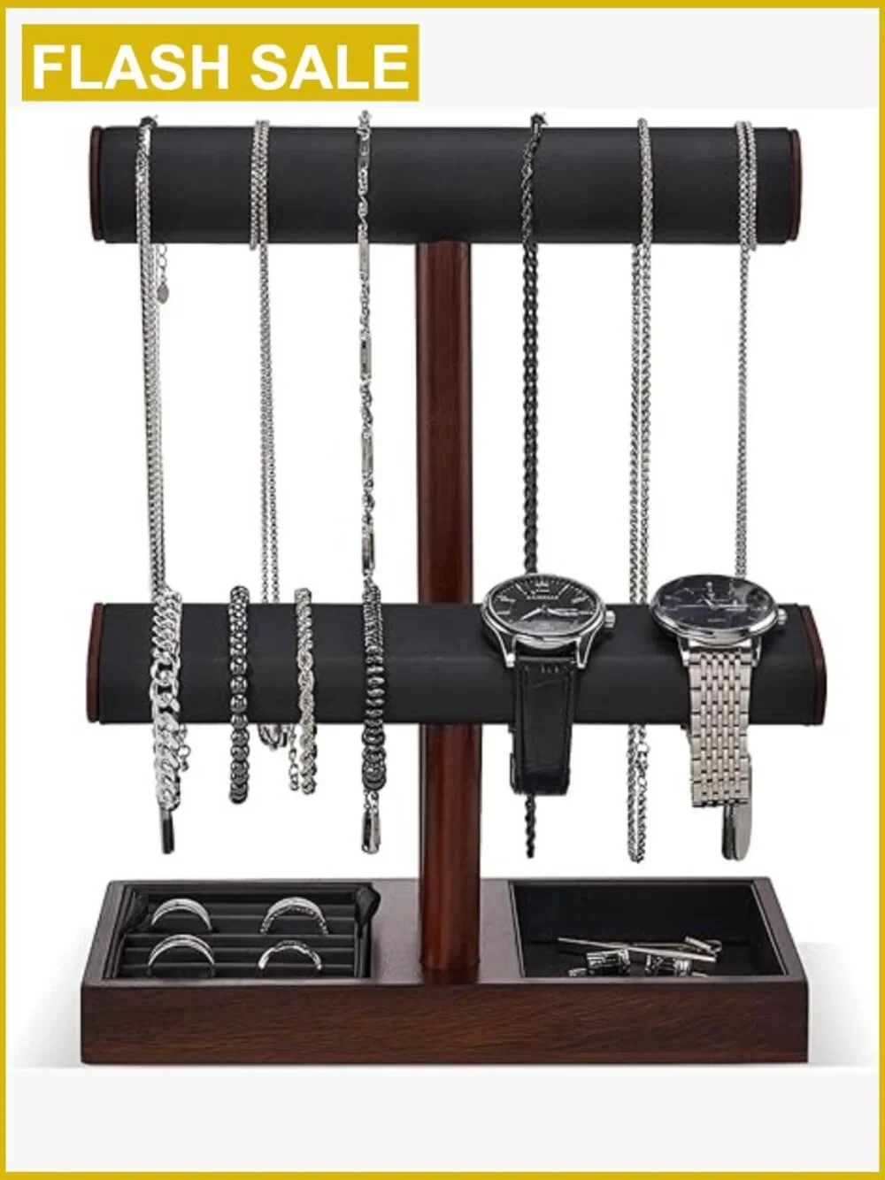 Wooden Watch Holder Stand Display Rack Necklace Hanger Organizer